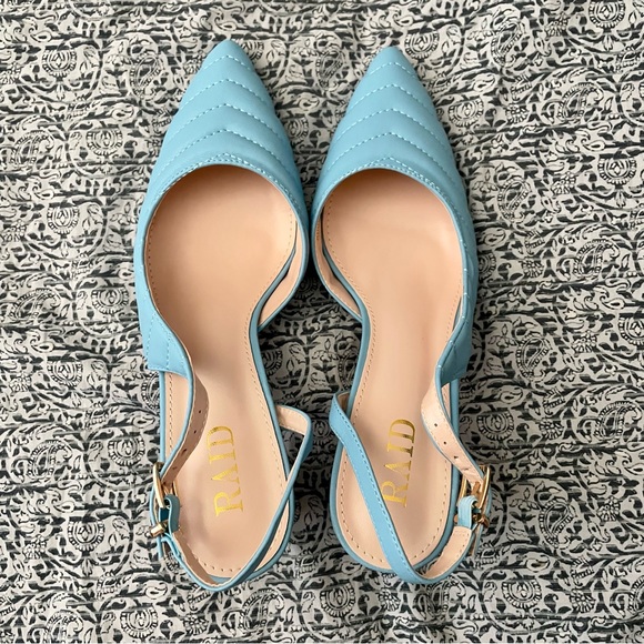 NWT Raid Quilted Sky Blue Slingback Pumps - Picture 8 of 16